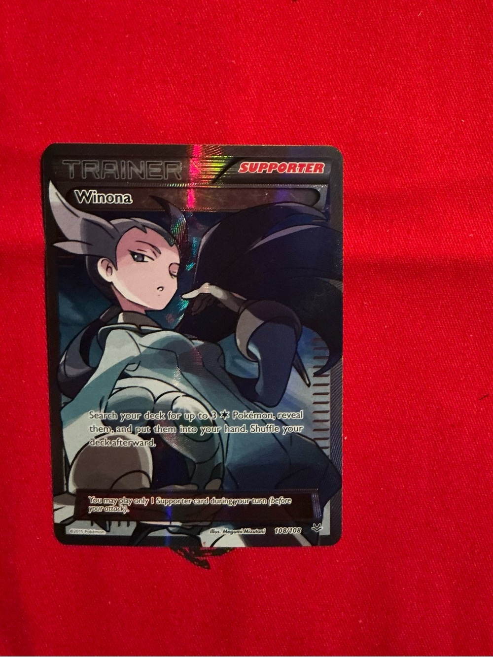 Pokemon Winona Trainer Supporter Card - Black & Blue Artwork